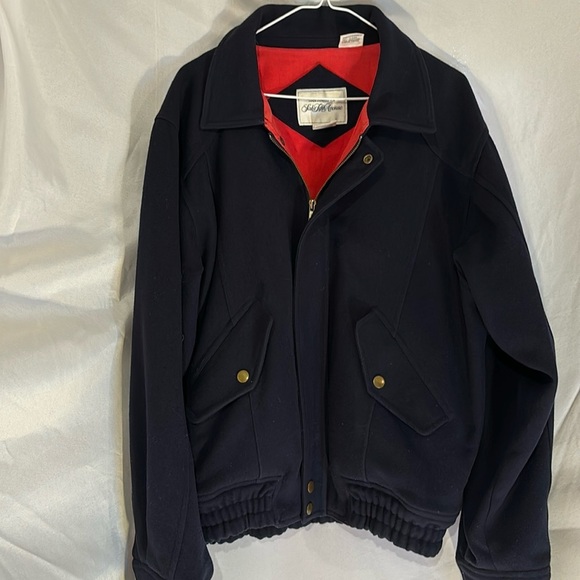 Saks Fifth Avenue Other - Saks Fifth Avenue Vintage Navy Blue Bomber Jacket 100% Wool Size M